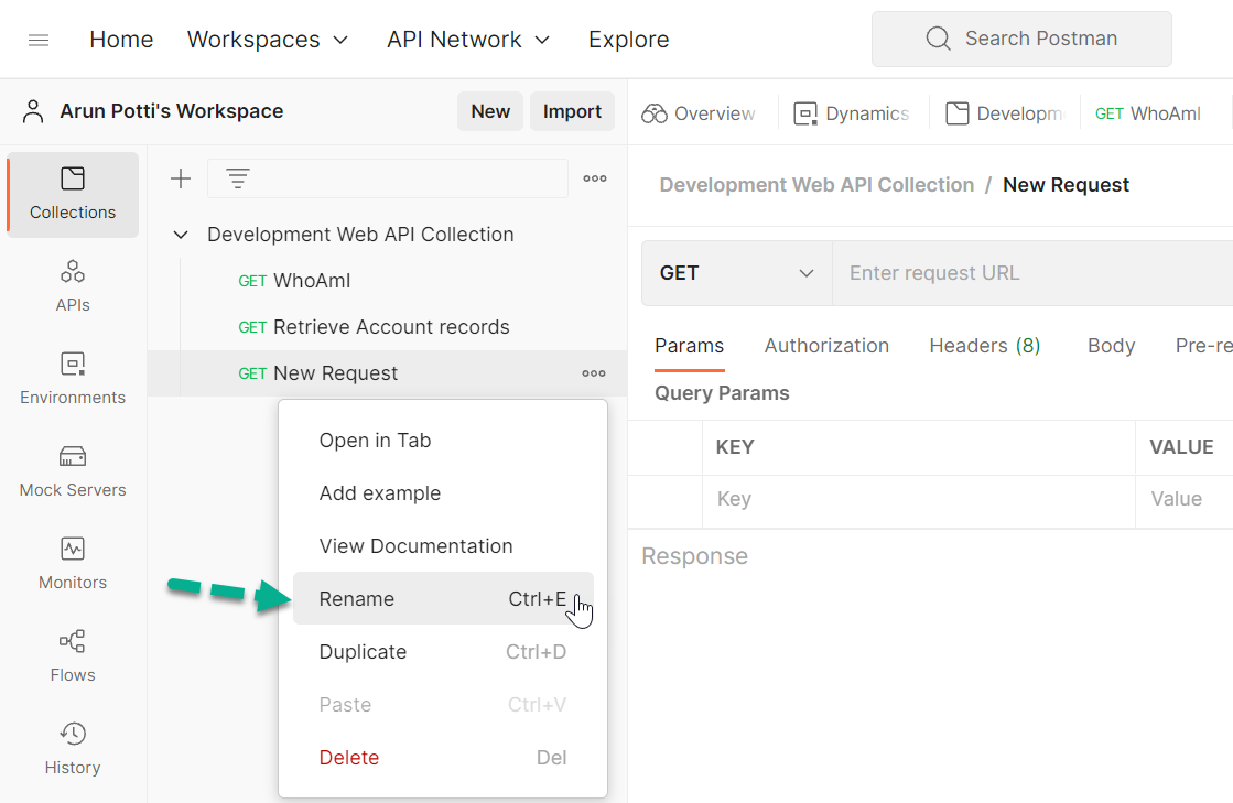 Retrieve A Particular Table Record From The Dataverse Environment In Postman